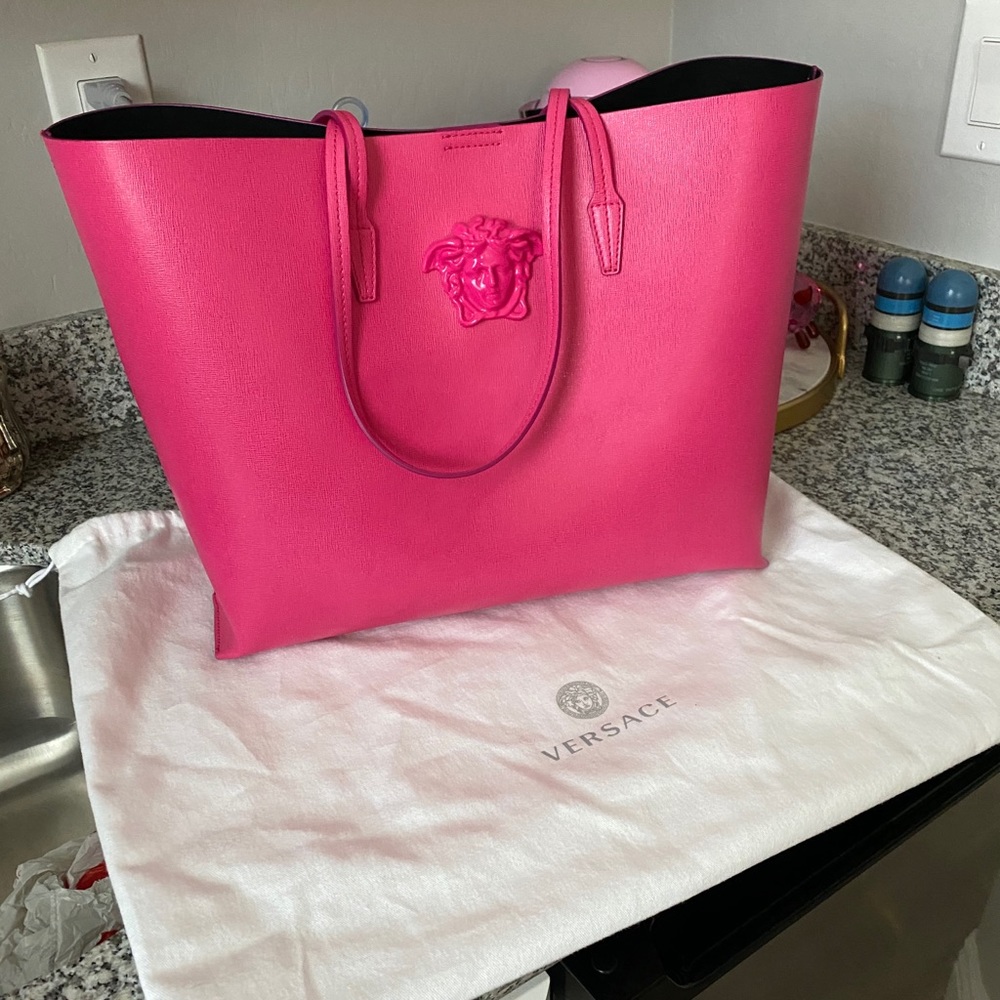 Hot pink Versace tote bag